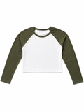 Green crop top full sleeves